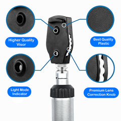 Gurin GD-OPTO-110 Professional Otoscope / Ophthalmoscope Diagnostic Instrument Set with Zippered Leather case