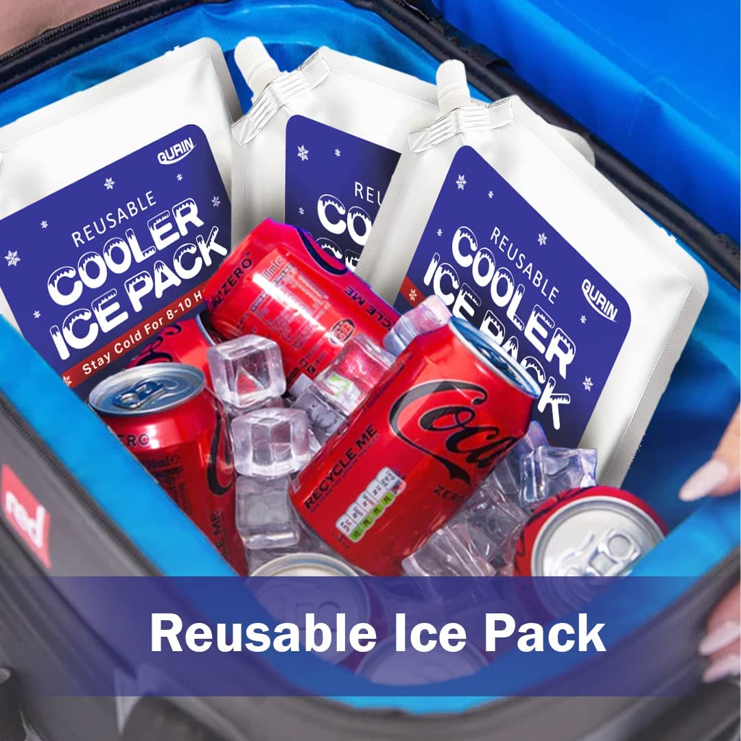 Gurin Reusable Ice Packs for Lunch Box, Bag, or Backpack Coolers - Cold Up to 8-12 Hours Long Lasting for Camping Picnic, Outdoor Activities, Food